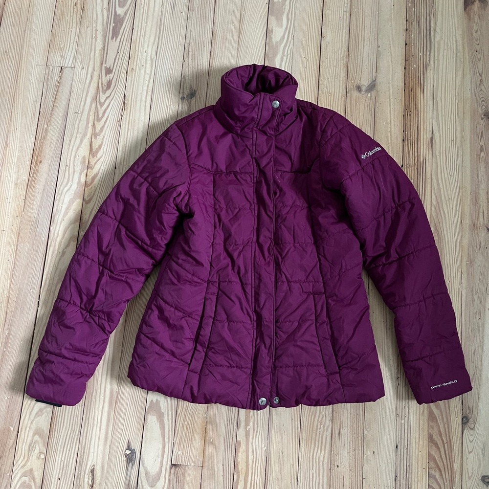Columbia Puffer Jacket Womens Small Purple Omni-Shield Insulated Quilted Coat
